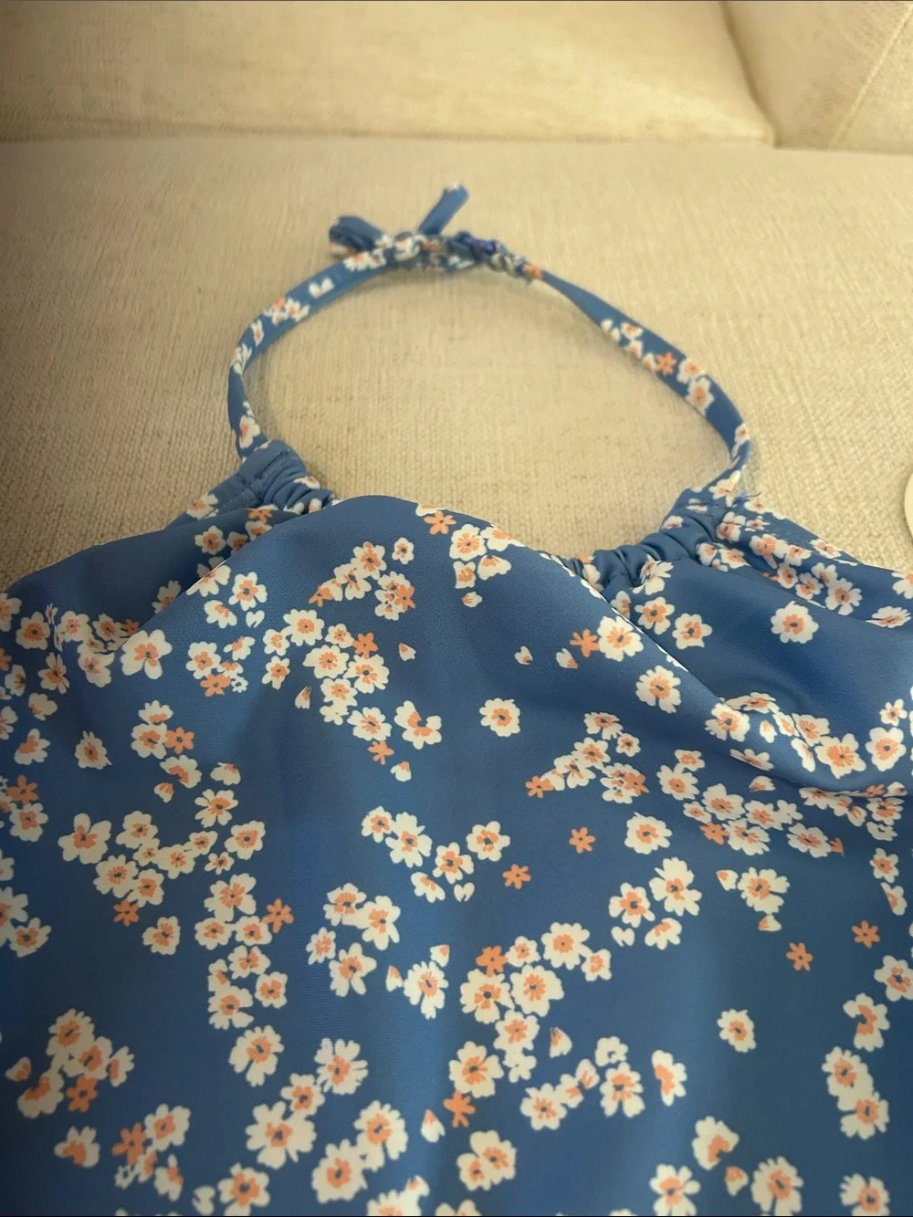 Roxy Big Girls Floral Print Halter One-Piece Swimsuit, Blue Flowers Size 16, NWT